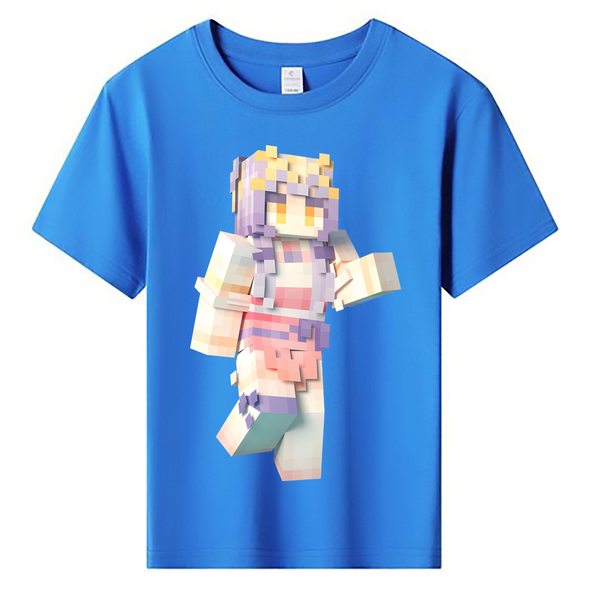 （画像用） マインクラフト ブロックの世界 Minecraft MC Block world 綿100％キッズTシャツ（フロントプリント）